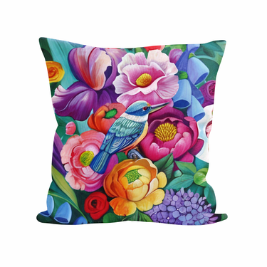Cushion Cover - Floral Kingfisher - Irina Velman