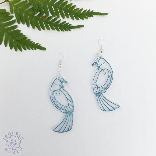 Earrings Manu Whakakai Tui Blue