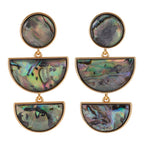 Eco-friendly Brass Earrings - Semi Circle Paua