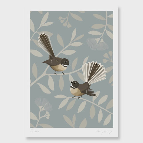 Art Print - Fantail Pair / Pīwakawaka