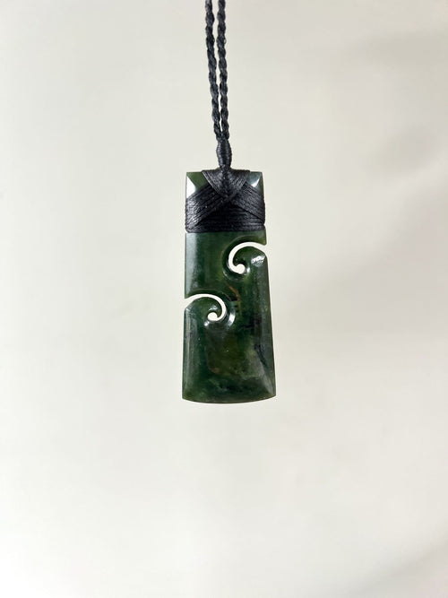 Greenstone Pendant Toki Twin Koru 75mm