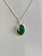 Greenstone / Pounamu Oval Shape + Sterling Silver Fern