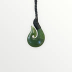 Greenstone / Pounamu Pendant Fish Hook Koru 50mm