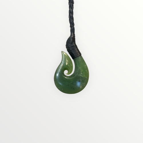 Greenstone / Pounamu Pendant Fish Hook Koru 50mm