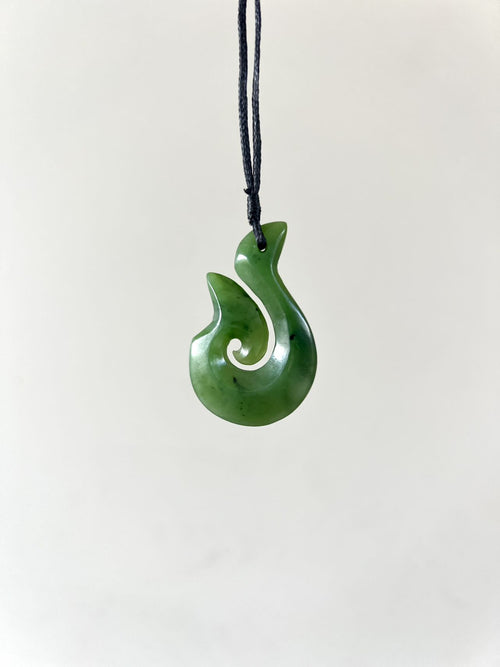 Greenstone / Pounamu Pendant Matt Fish Hook Koru