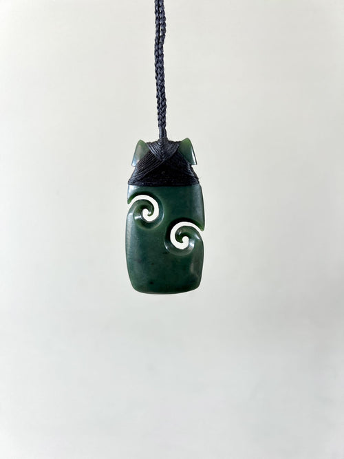 Greenstone / Pounamu Pendant Toki Twin Koru 60mm