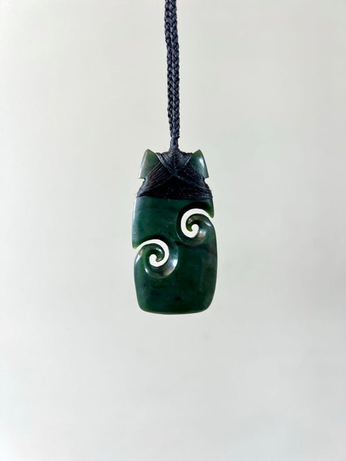 Greenstone / Pounamu Pendant Toki Twin Koru 60mm