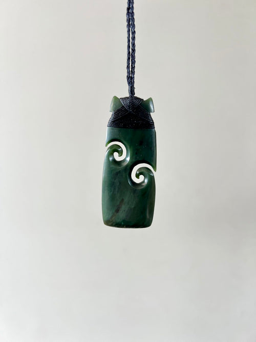 Greenstone / Pounamu Pendant Toki Twin Koru 75mm