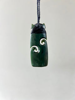 Greenstone / Pounamu Pendant Toki Twin Koru 75mm