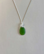 Greenstone / Pounamu Tear Drop + Sterling Silver Koru PN133