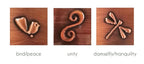 Handmade Copper Artworks Set of 3 - Bird, Unity, Damselfly