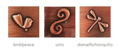 Handmade Copper Artworks Set of 3 - Bird, Unity, Damselfly