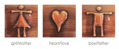 Handmade Copper Artworks Set of 3 - Girl/heart/boy
