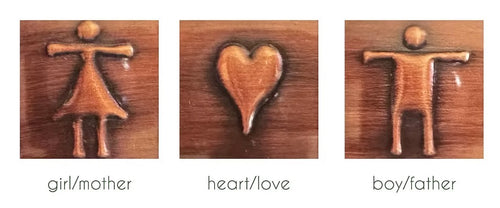 Handmade Copper Artworks Set of 3 - Girl/heart/boy
