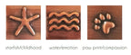 Handmade Copper Artworks Set of 3 - Starfish/water/paw
