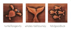 Handmade Copper Artworks Set of 3 - Turtle/whaletail/fish