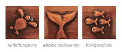 Handmade Copper Artworks Set of 3 - Turtle/whaletail/fish