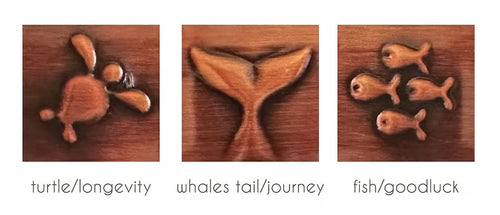 Handmade Copper Artworks Set of 3 - Turtle/whaletail/fish