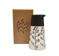 Harakeke Black On White - Porcelain Jug