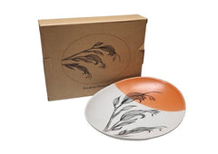 Harakeke Flower 2 Orange Dipped - 24cm Porcelain Bowl