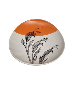 Harakeke Flower 2 Orange Dipped - 24cm Porcelain Bowl 1