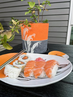 Harakeke Flower 2 Orange Dipped - 24cm Porcelain Bowl 3