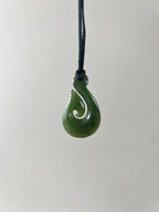 Greenstone / Pounamu Pendant Fish Hook Koru 45mm