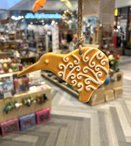 Hanging Kiwi with Koru Pattern - Large