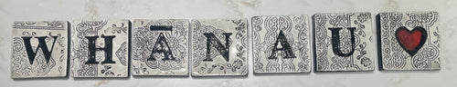 Whanau Block Ceramic Tile Set of 7 - White