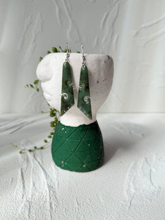 NZ Greenstone / Pounamu Drop Earrings Koru 55mm