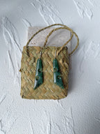 NZ Greenstone / Pounamu Drop Earrings Koru 55mm