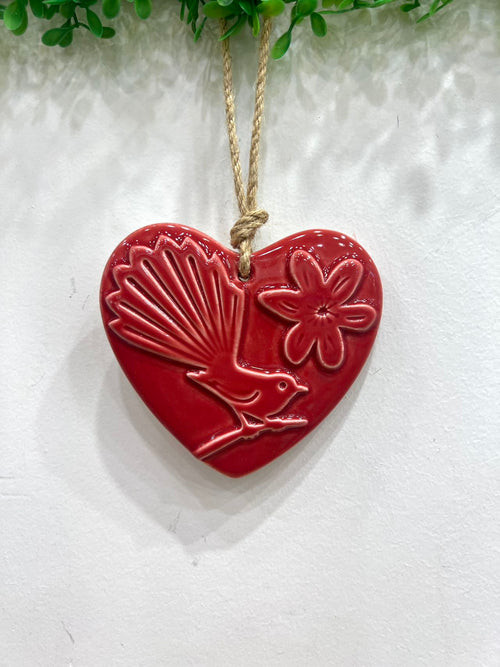 Ceramic Hanging Fantail Manuka Flower Heart