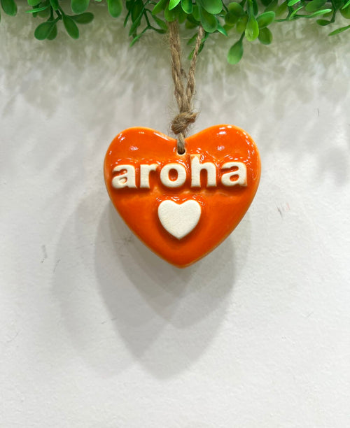 Ceramic Hanging aroha Heart mini