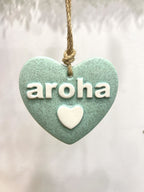 Ceramic Hanging Heart Greensand Small