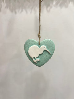 Ceramic Hanging Heart Greensand Mini