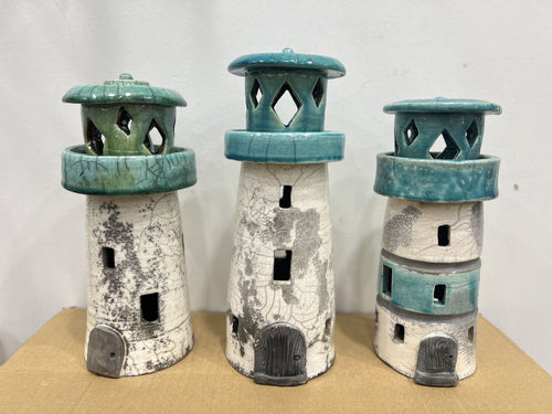 Raku Ceramic Tealight House - Light House Turquoise