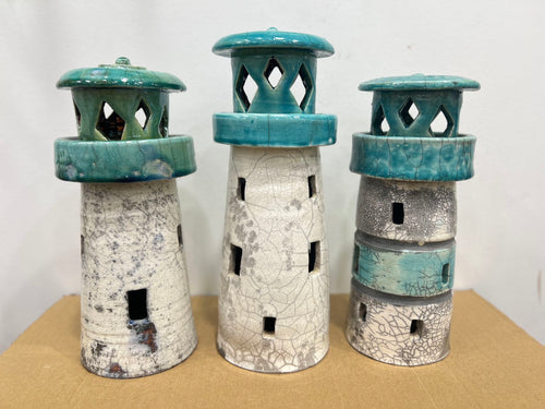 Raku Ceramic Tealight House - Light House Turquoise