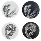 Jo Luping Design - Black and Ivory Set of 4 - Round Coasters