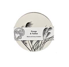 Jo Luping Design - Black and Ivory Set of 4 - Round Coasters