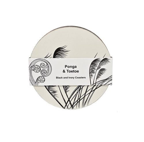 Jo Luping Design - Black and Ivory Set of 4 - Round Coasters