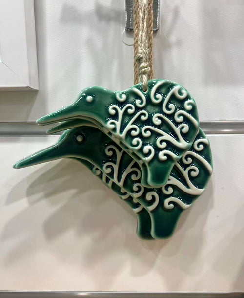 Hanging Kiwi with Koru Pattern- Small