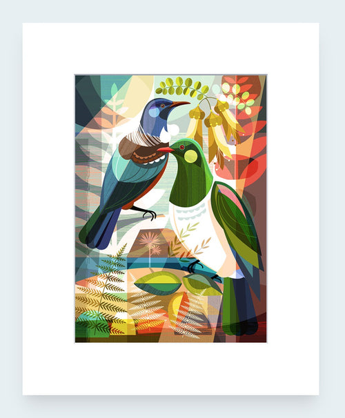 Mattboard Print - Tui And Kereru