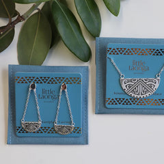Maunga-nui Breastplate Earrings - Silver
