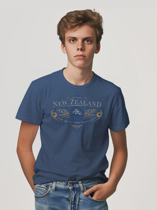 Mens New Zealand T Shirt - Koru Mountains