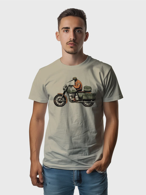 Mens New Zealand T Shirt - Motorbike Kiwi