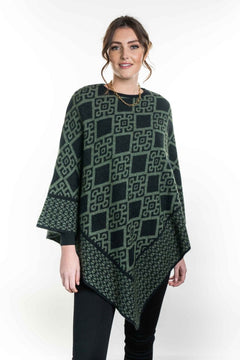 Merino Possum Diamond Poncho KO565 Moss