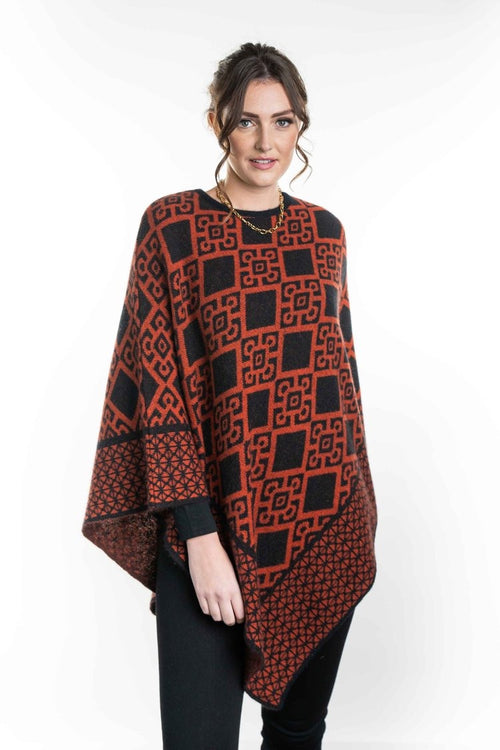 Merino Possum Diamond Poncho KO565 Sienna