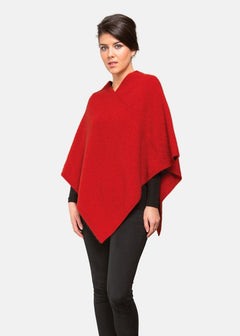 Merino Possum Moss Stitch Poncho TR1022 scarlet
