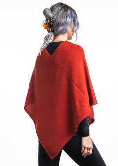 Merino Possum Moss Stitch Poncho TR1022 scarlet