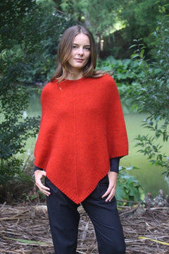 Merino Possum Plain Poncho Pumpkin